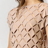 Cut Out Detail Sweater Top in Taupe