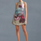 Amur Waverlyn Ruched Mini Dress in Sage Orchid