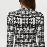 Naked Wardrobe Butter Turtleneck Contour Bodysuit in Dual Houndstooth