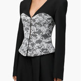 Naked Wardrobe Stretch Lace Inset Blazer
