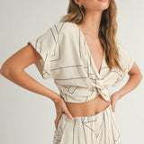 Grid Pattern Knot Front Top
