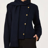 ASTR The Label Jackeline Asymmetrical Scarf Cardigan in Navy