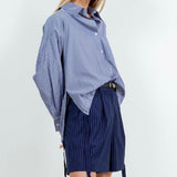 Tie Hem Detail Striped Shirt