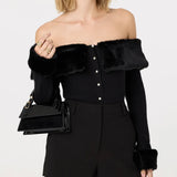 ASTR The Label Tabathia Faux Fur Trim Sweater