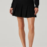 Denisa Pleated Mini Skirt - Black