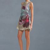 Amur Waverlyn Ruched Mini Dress in Sage Orchid
