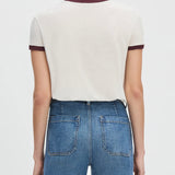 The Collegiate Ringer Tee in White Burgundy
