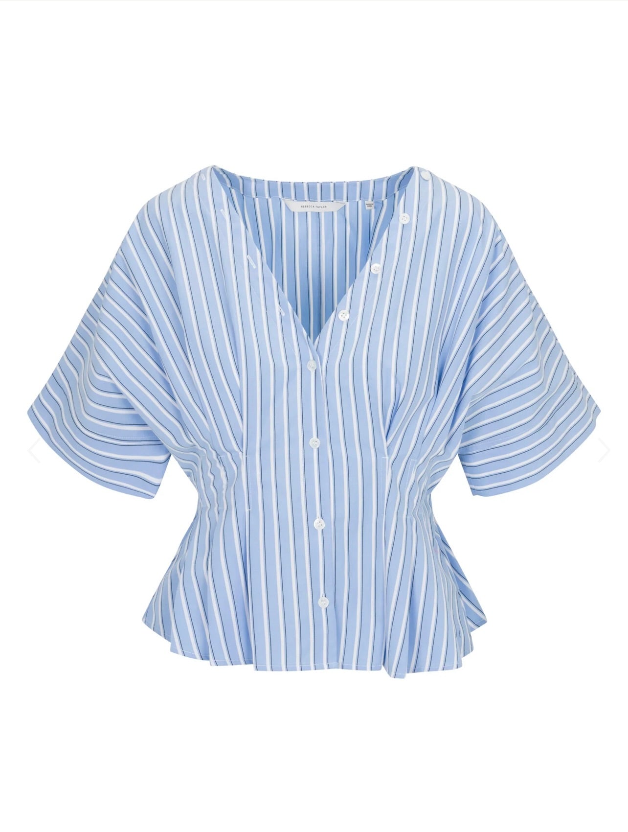 Priya Poplin Top in Blue Stripe