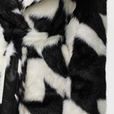 Naked Wardrobe Faux Fur Houndstooth Coat