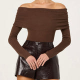 ASTR The Label Kylin Off Shoulder Rhinestone Sweater