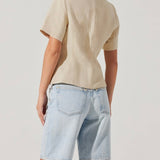 Saige Cutaway Linen Blend Jacket in Natural