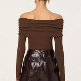 ASTR The Label Kylin Off Shoulder Rhinestone Sweater