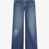 aligrace Vintage Girlfriend Utility Jeans in Medium Dark Wash