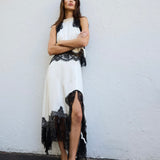Third Form Visions Lace Hankerchief Skirt in Ivory & Black