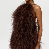 Naked Wardrone Feather Open Back Mini Dress