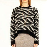 Jacquard Waves Raglan Oversized Sweater