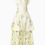 Elliatt Hana Tiered Maxi Dress in Lemon Print