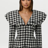 Naked Wardrobe Suiting Houndstooth Fitted Blazer
