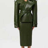 Naked Wardrobe Vegan Leather Belted Jacket
