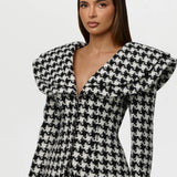 Naked Wardrobe Suiting Houndstooth Fitted Blazer