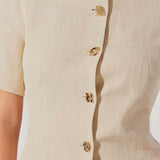 Saige Cutaway Linen Blend Jacket in Natural