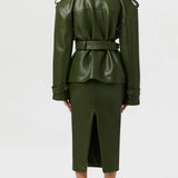 Naked Wardrobe Vegan Leather Belted Jacket