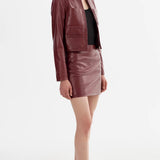 Linette Leather Jacket in Burgundy