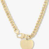 Melinda Maria Julian XL Heart Cuban Chain Necklace in Gold