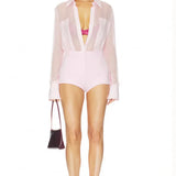 SANS FAFF Flore Silk Shirt in Blush Pink