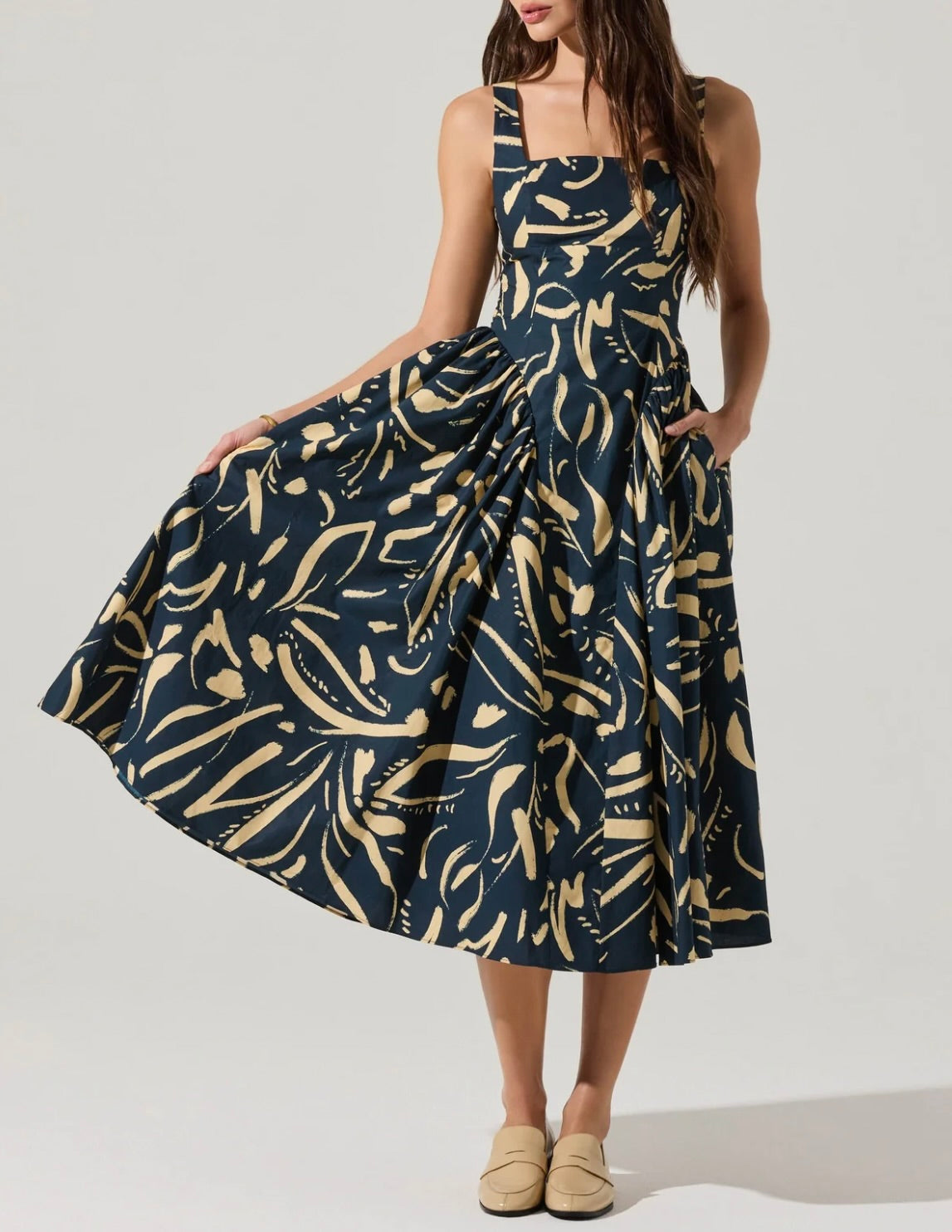 Vinya Drop Waist Midi Dress