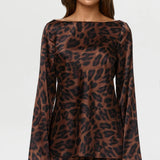 Naked Wardrobe Silk Boatneck Print Tie Top
