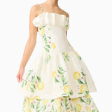 Elliatt Hana Tiered Maxi Dress in Lemon Print