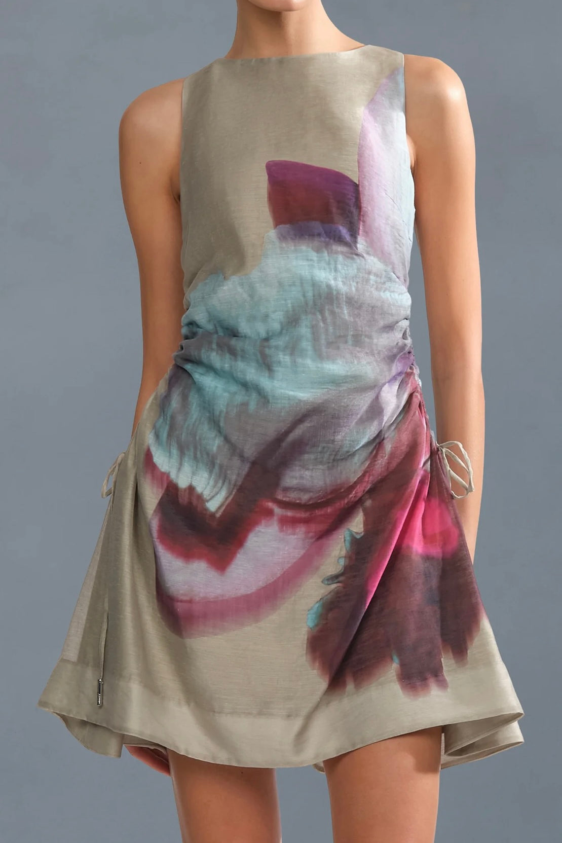 sierra ruched mini dress Few Moda | Sierra Linen Dress