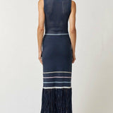 Striped Knit Maxi Dress in Navy
