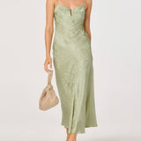ASTR The Label Tyla Satin Bias-Cut Maxi Dress