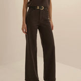 The Mischa Super High Rise Wide Leg Pant in Espresso