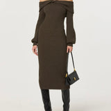ASTR The Label Tilde Off Shoulder Midi Sweater Dress