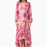 Evalina Long Sleeve Maxi Dress in Pink