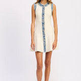 En Saison Opal Mixed Media Mini Dress