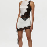 Naked Wardrobe Silk with Lace Mini Skirt