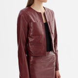 Linette Leather Jacket in Burgundy