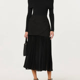 ASTR The Label Deaile Contrast Layered Pleated Skirt