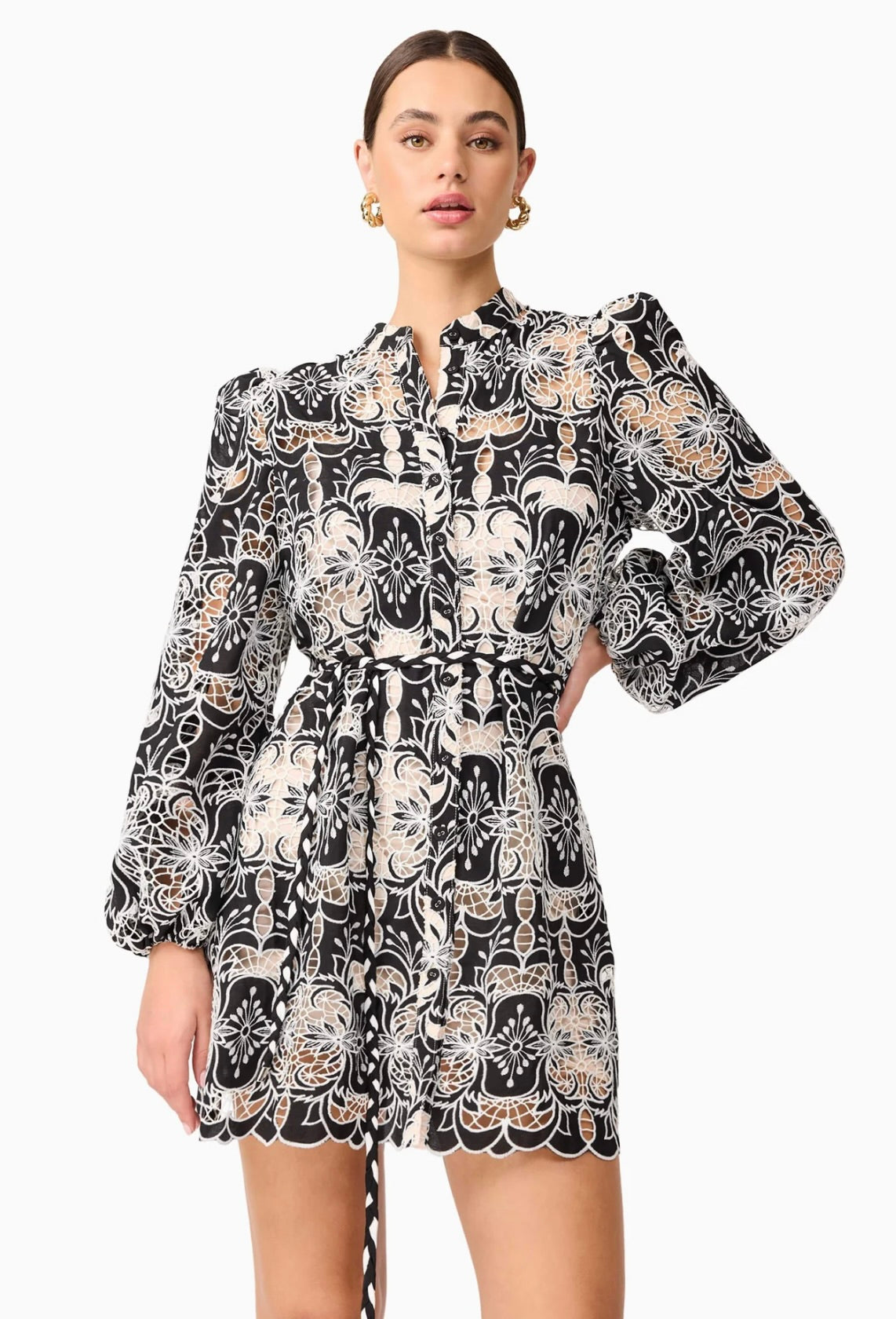 Jolie Long Sleeve Mini Dress in Black