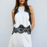 THIRD FORM Visions Lace Top in Ivory & Black