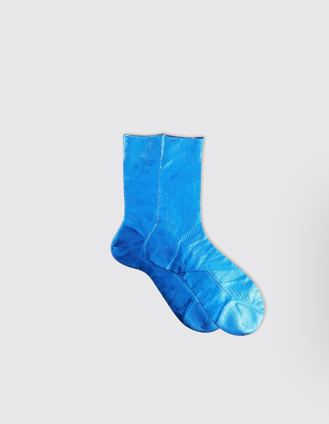 One Ribbed Laminated Metallic Socks