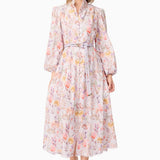 Ines Midi Shirt Dress in Purple Floral