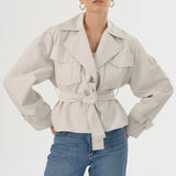 Quinn Cropped Trench Coat - Whisper White