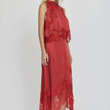 Third Form Visions Lace Hankerchief Skirt in Crimson
