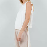 Knit Vest with Tie Detail in Ivory