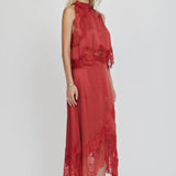 THIRD FORM Visions Lace Top in Crimson